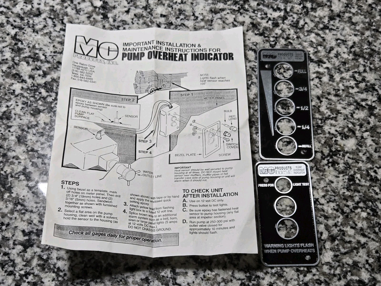 MC Products Mark 5 Water Level Pump Overheat Indicator Cover Set Of 2 Different