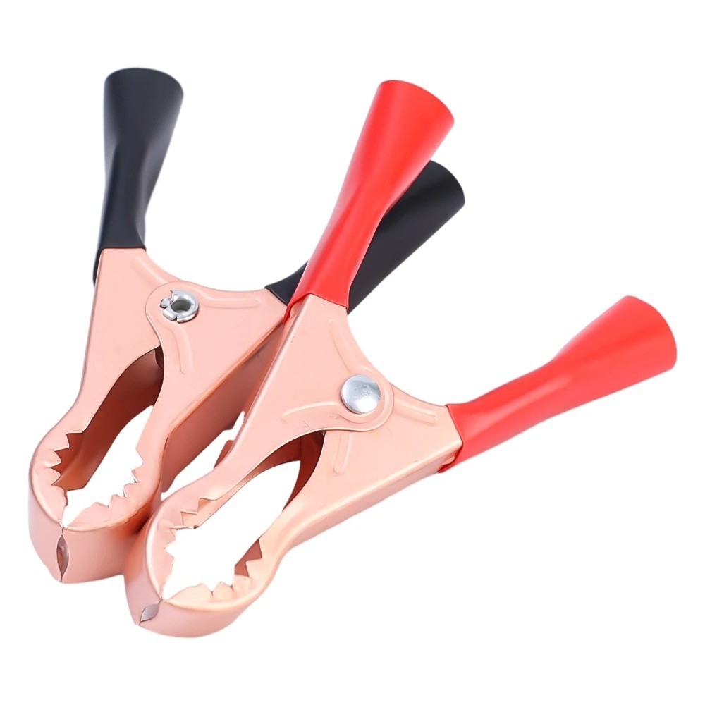 2pcs 70mm 50A Red & Black Car Battery Test Lead Clip Crocodile Alligator Clamps