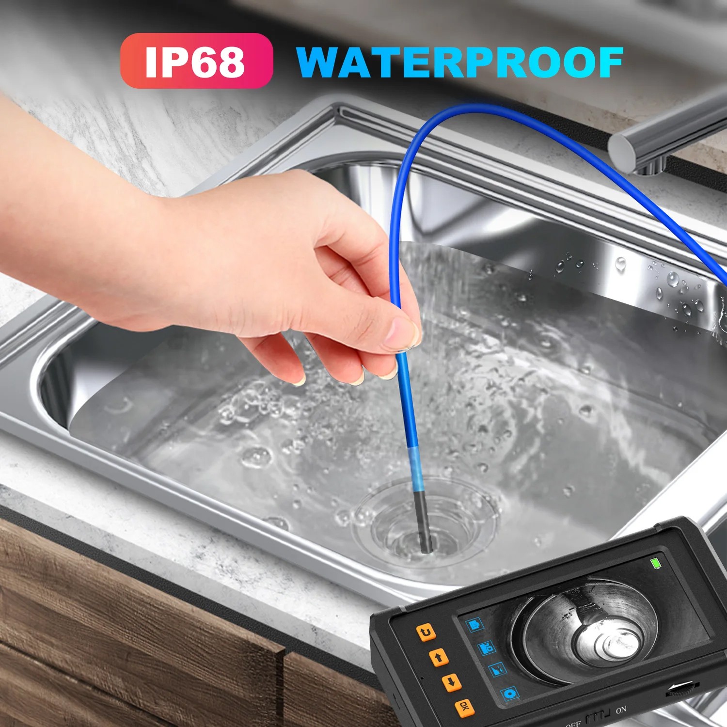 1080P HD Industrial Endoscope Borescope LCD 4.3″ 8.5mm Inspection Snake Camera
