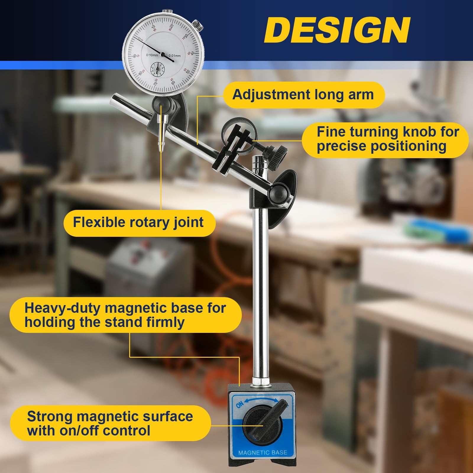 DASBET Dial Indicator with Magnetic Base Holder, Indicator…