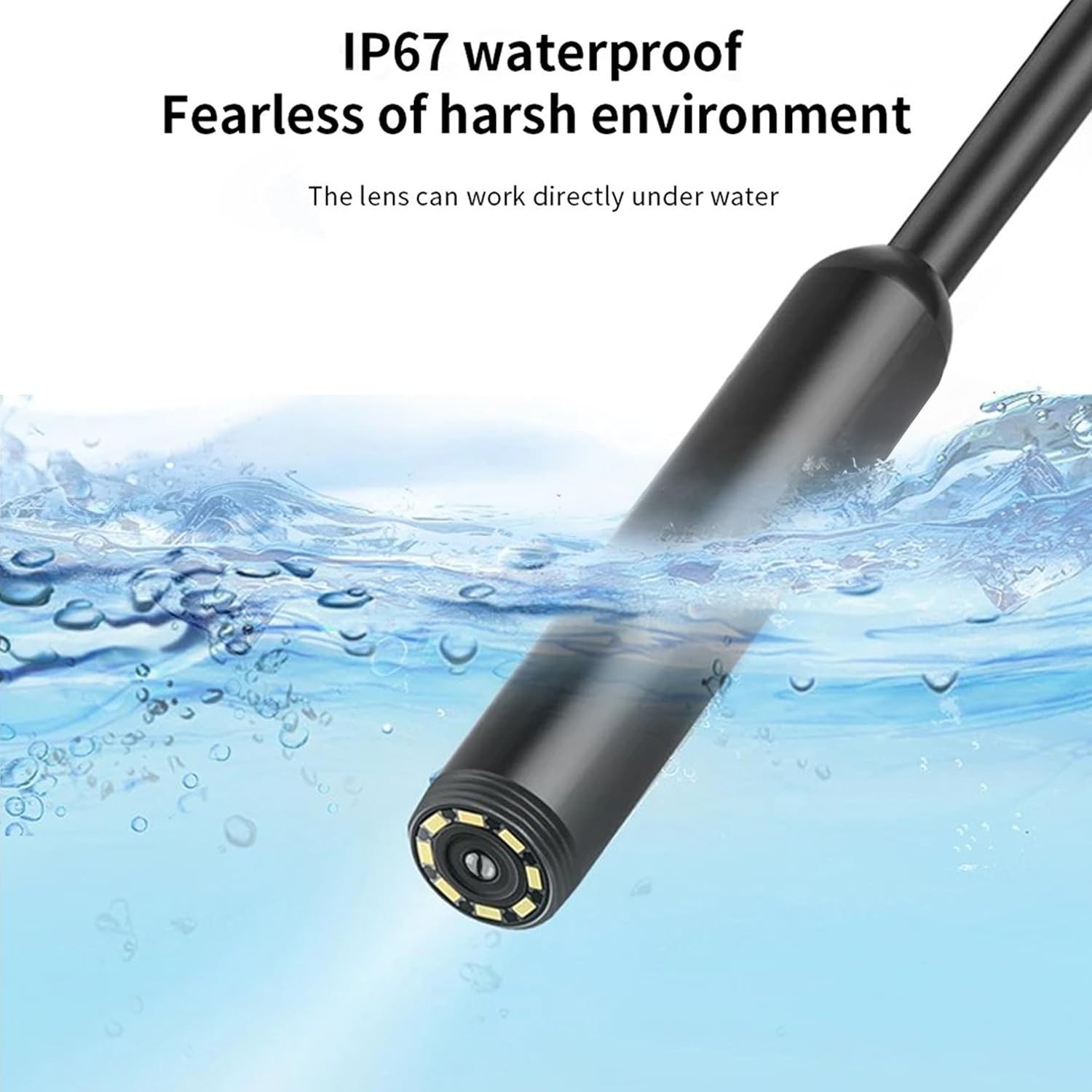 Endoscope Camera with 8LED Light,6.5FT 8MM Thick Semi-Rigid Snake Cameras, IP67