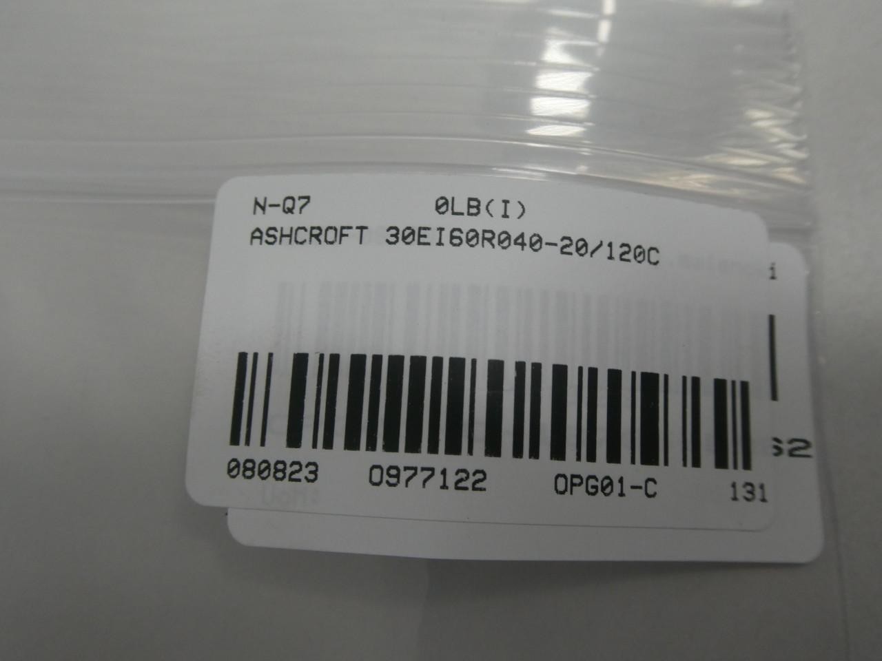 Ashcroft 30EI60R040-20/120C Bimetal Thermometer 3in 4in -20-120c 1/2in Npt