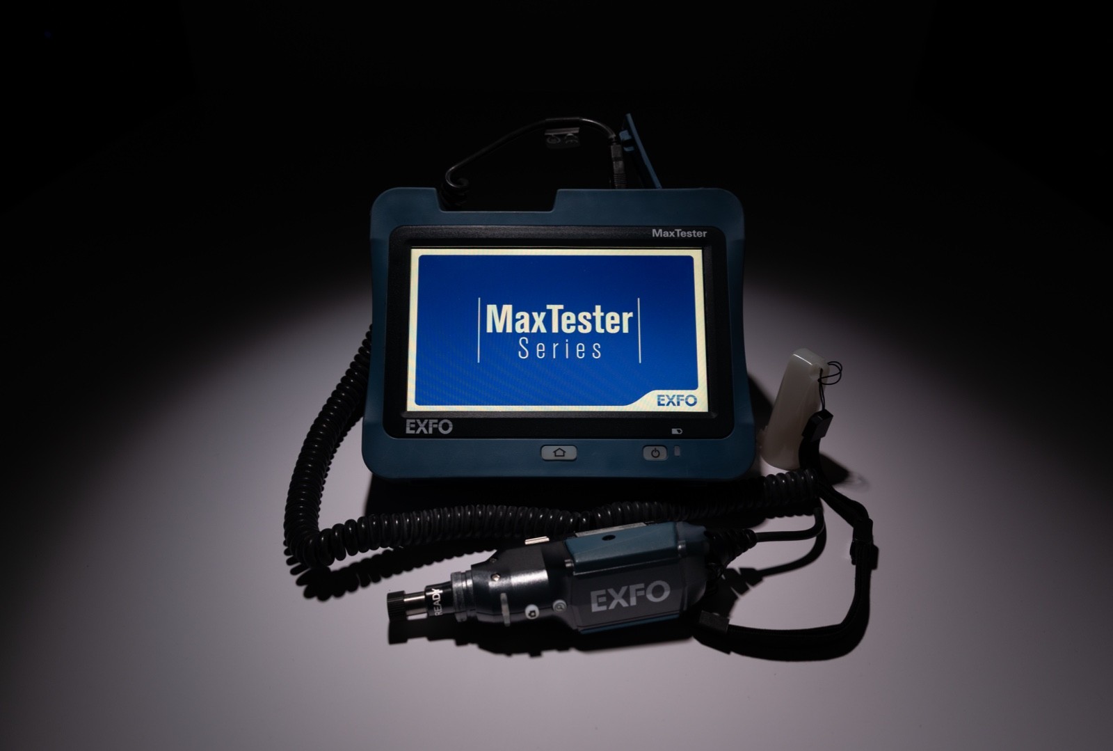 EXFO Max Tester FIP-430B Inspection Probe and MAX-FIP color touchscreen