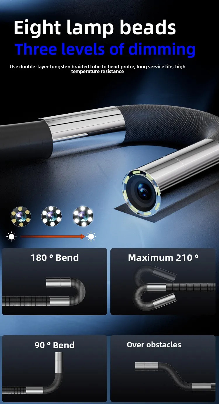7-inch Borescope big-screen 360° rotating wide-angle camera endoscope car check