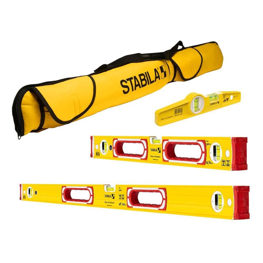 Stabila 48375 Type 196 Classic 3 Level Set w Case 10in 24in 48in