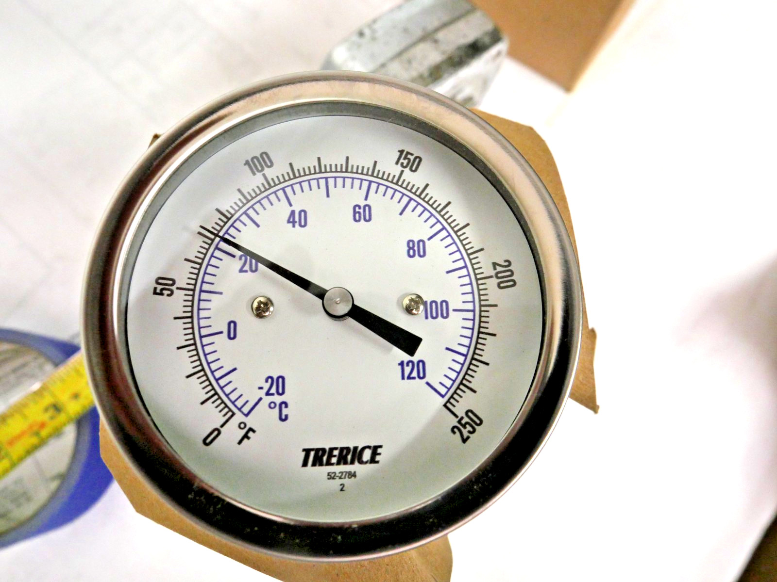 TRERICE B8320227 Thermometer 0/250F, &-20/120C Stainless Steel Quality 1/2NPT