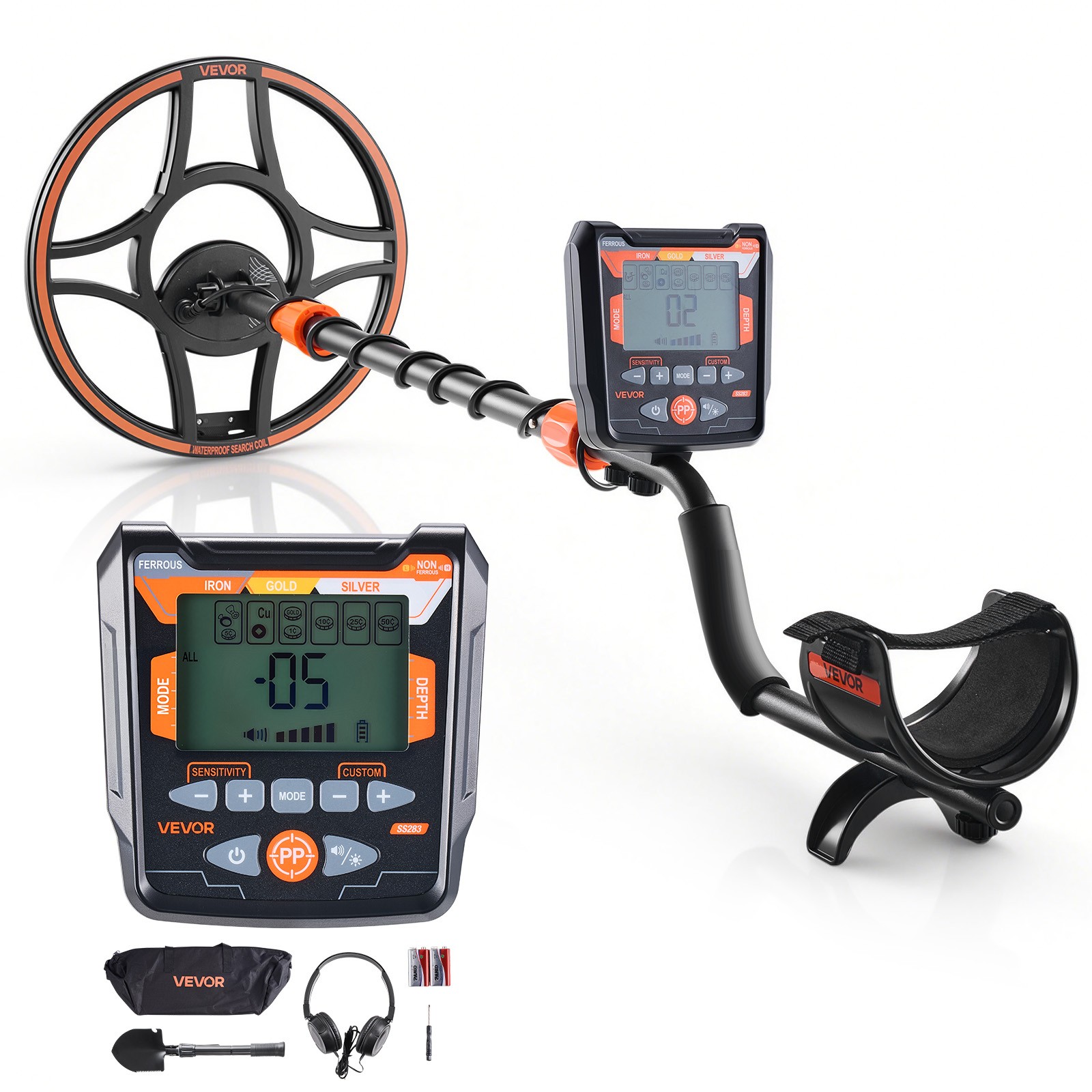 VEVOR Metal Detector for Adults 12″ Professional Gold Detector Waterproof Coil