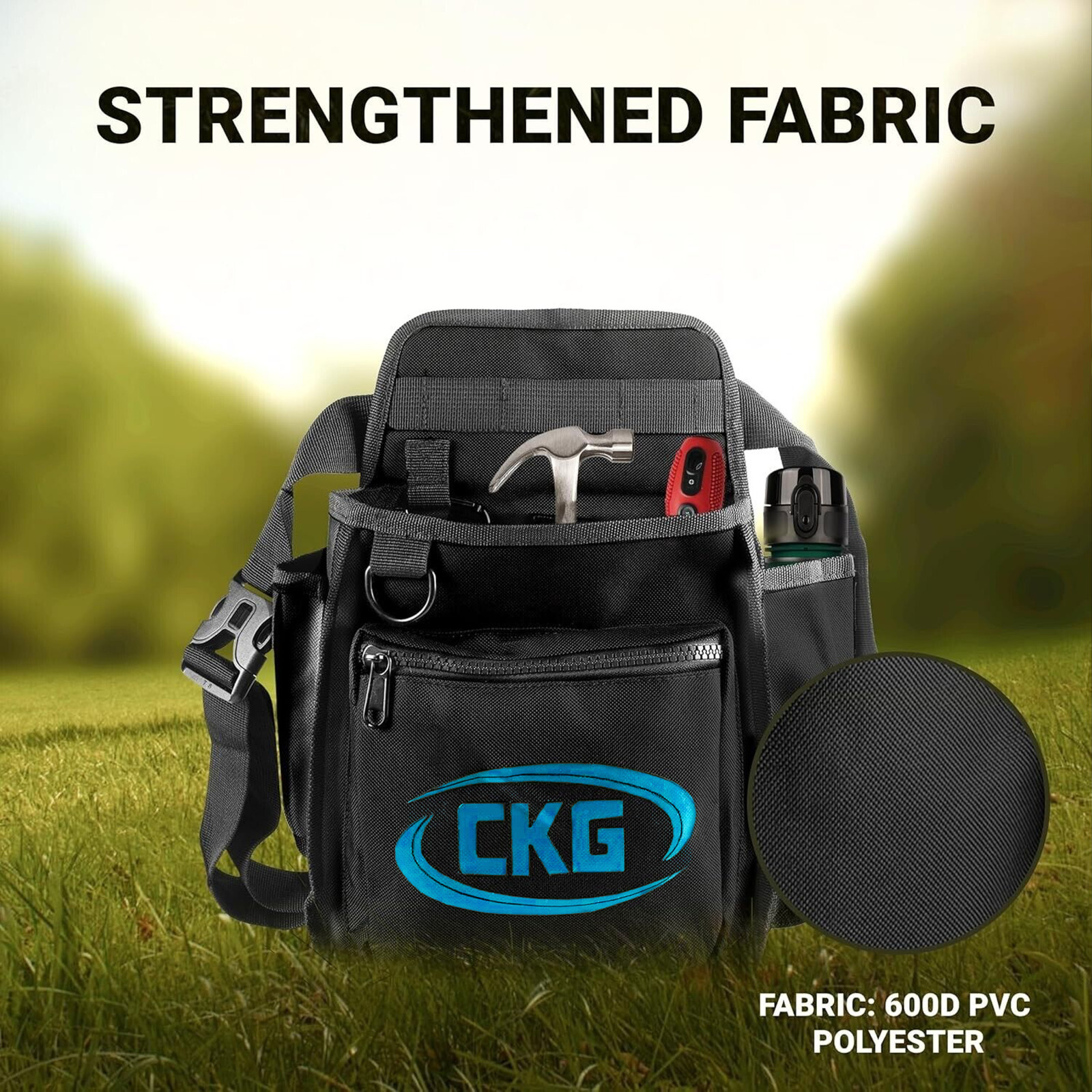 CKG Metal Detecting Finds Bag Waist Digger Tools Bag for Pinpointer, Black