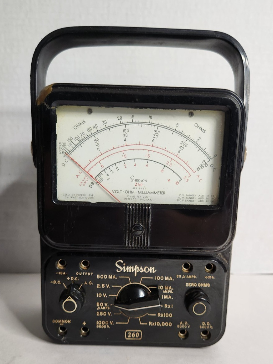 Vintage Simpson 260 Series Volt-Ohm-Milliammeter Analog Multimeter USA For Parts