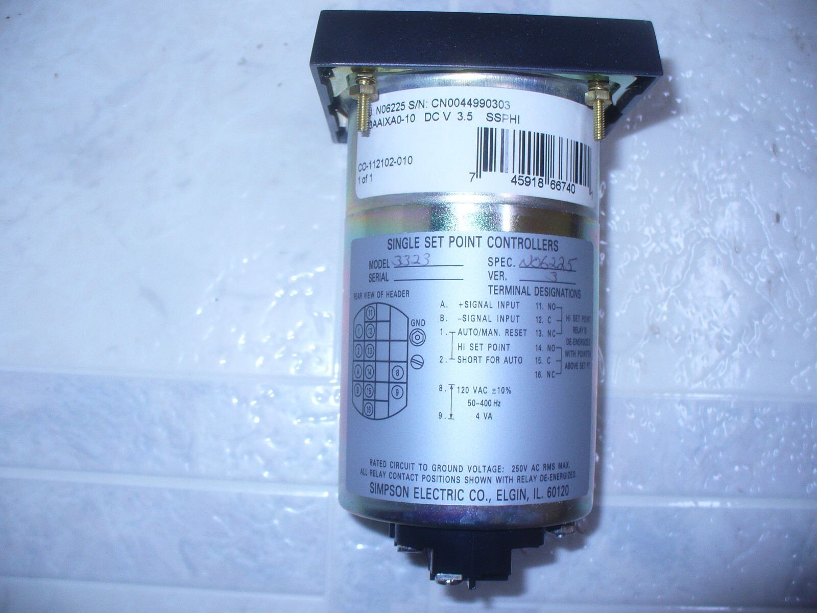 NEW Simpson DC Volt indicator model 3323 single set point controller
