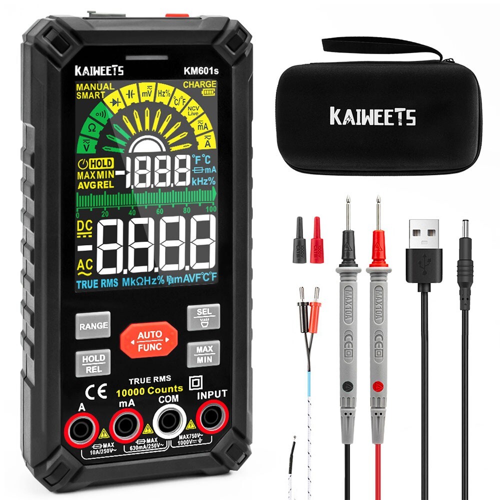 KAIWEETS KM601S Digital Multimeter 10000 Count 10A True-RMS Meter Rechargeable