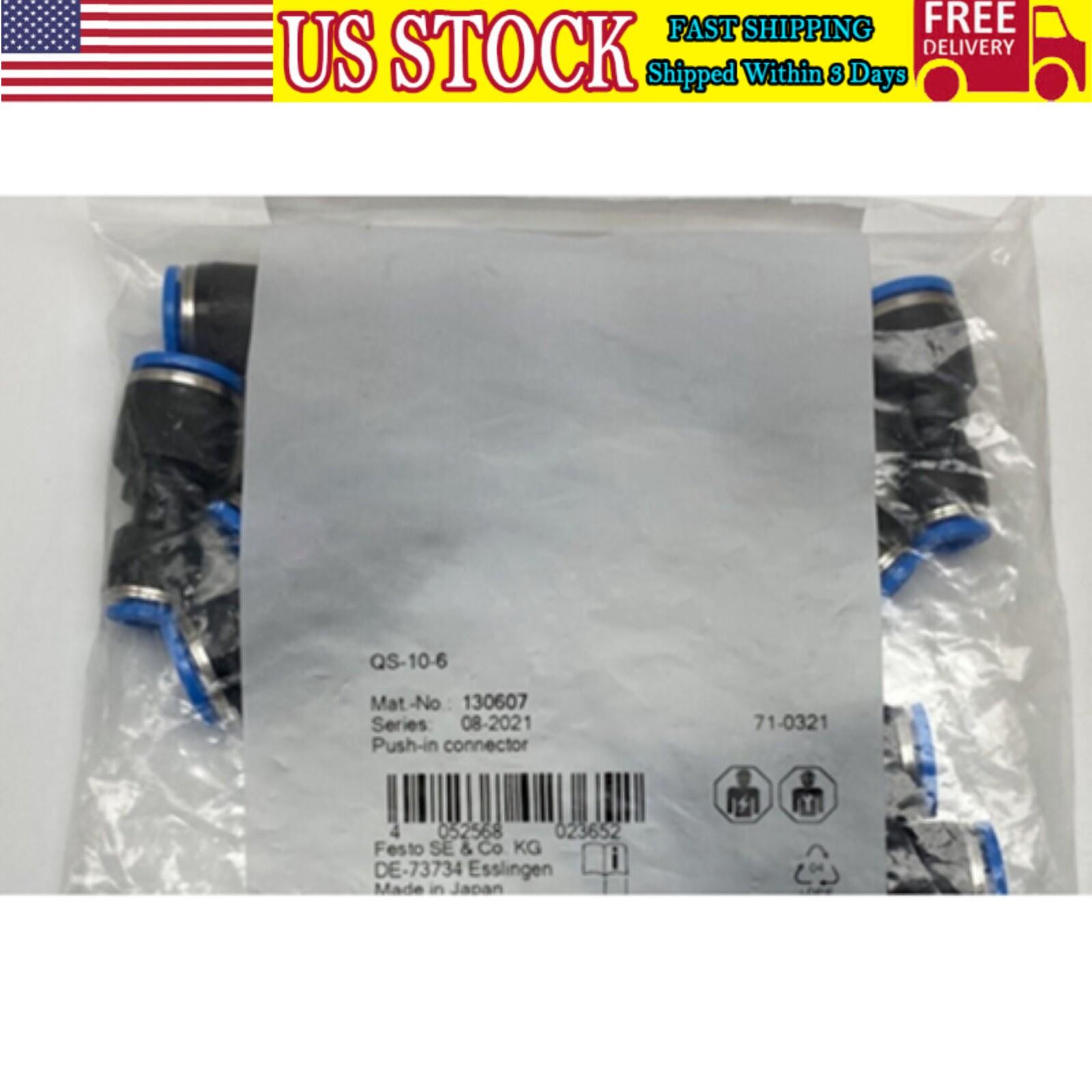 US FREE TAX 10PCS New FESTO QS-10-6 130607 Push-in Connector