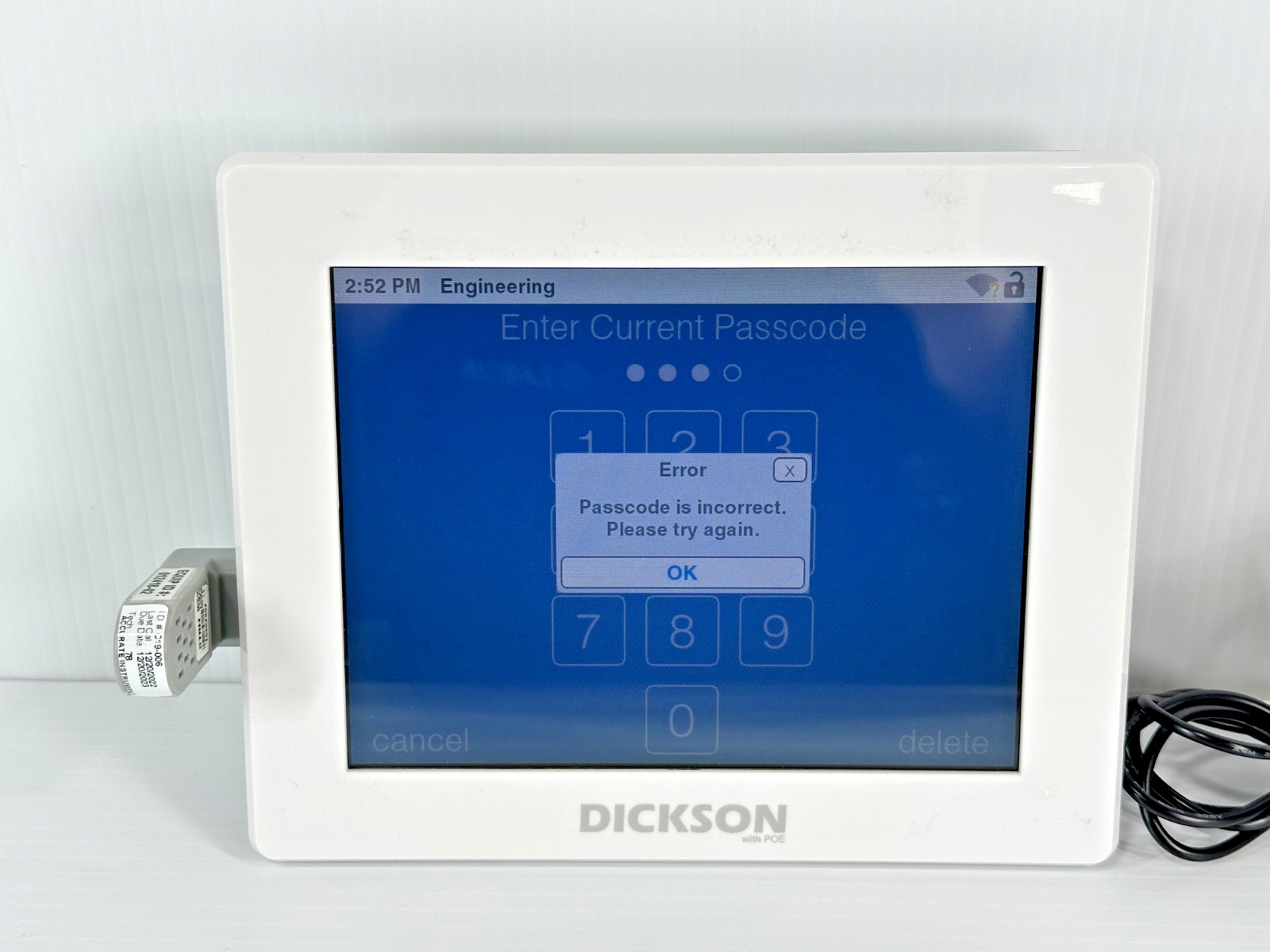 Dickson TWP Temperature & Humidity Touchscreen Data Logger Monitor w/ POE