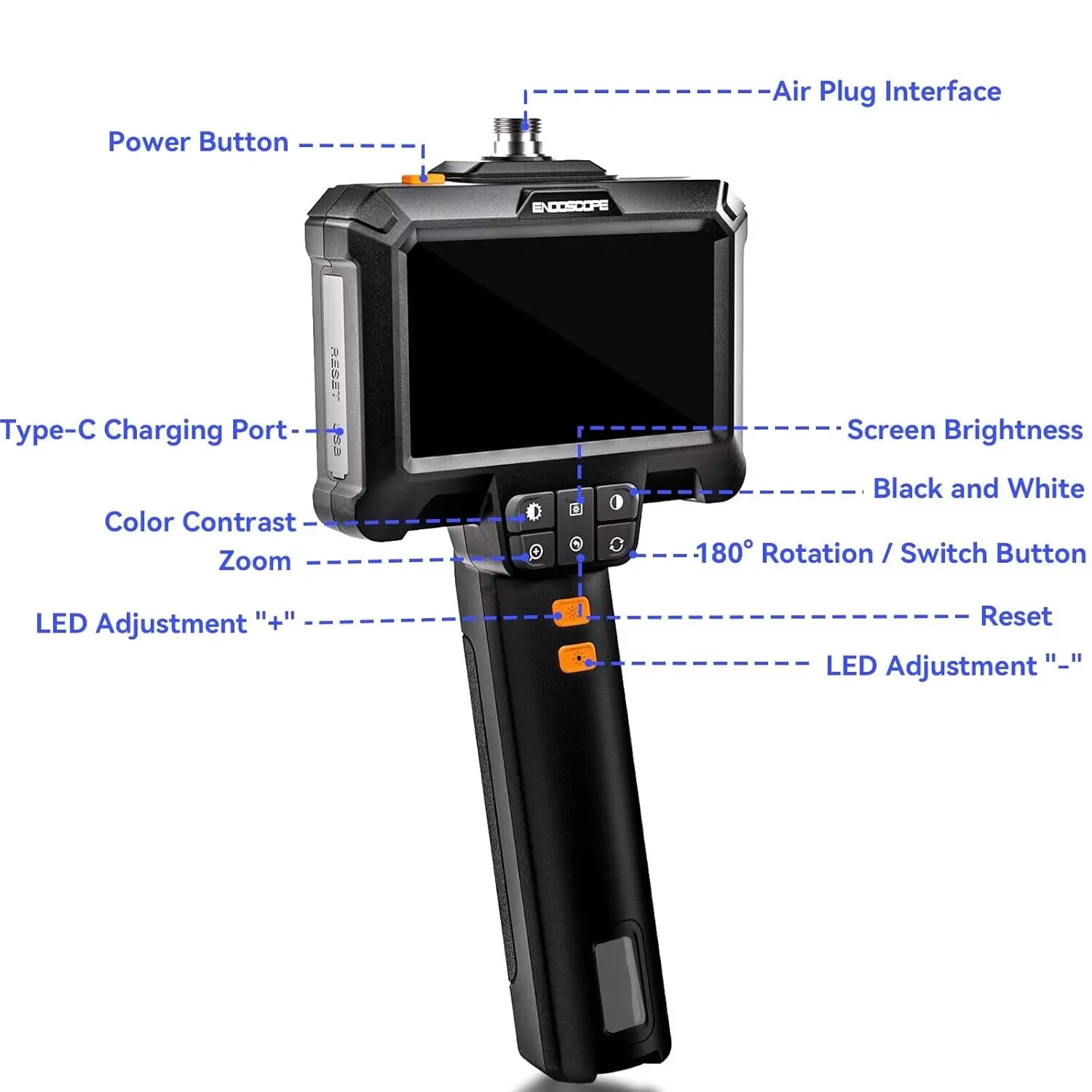 4.3″ IPS 1080P HD Screen Handheld Industrial 5m Endoscope Camera Pipe Waterproof