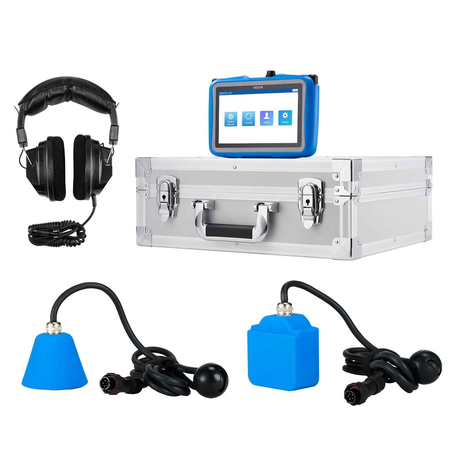 VEVOR Pipe Water Leak Detector for Indoors 1Hz-10000Hz 7″ Touchscreen 2 Sensors