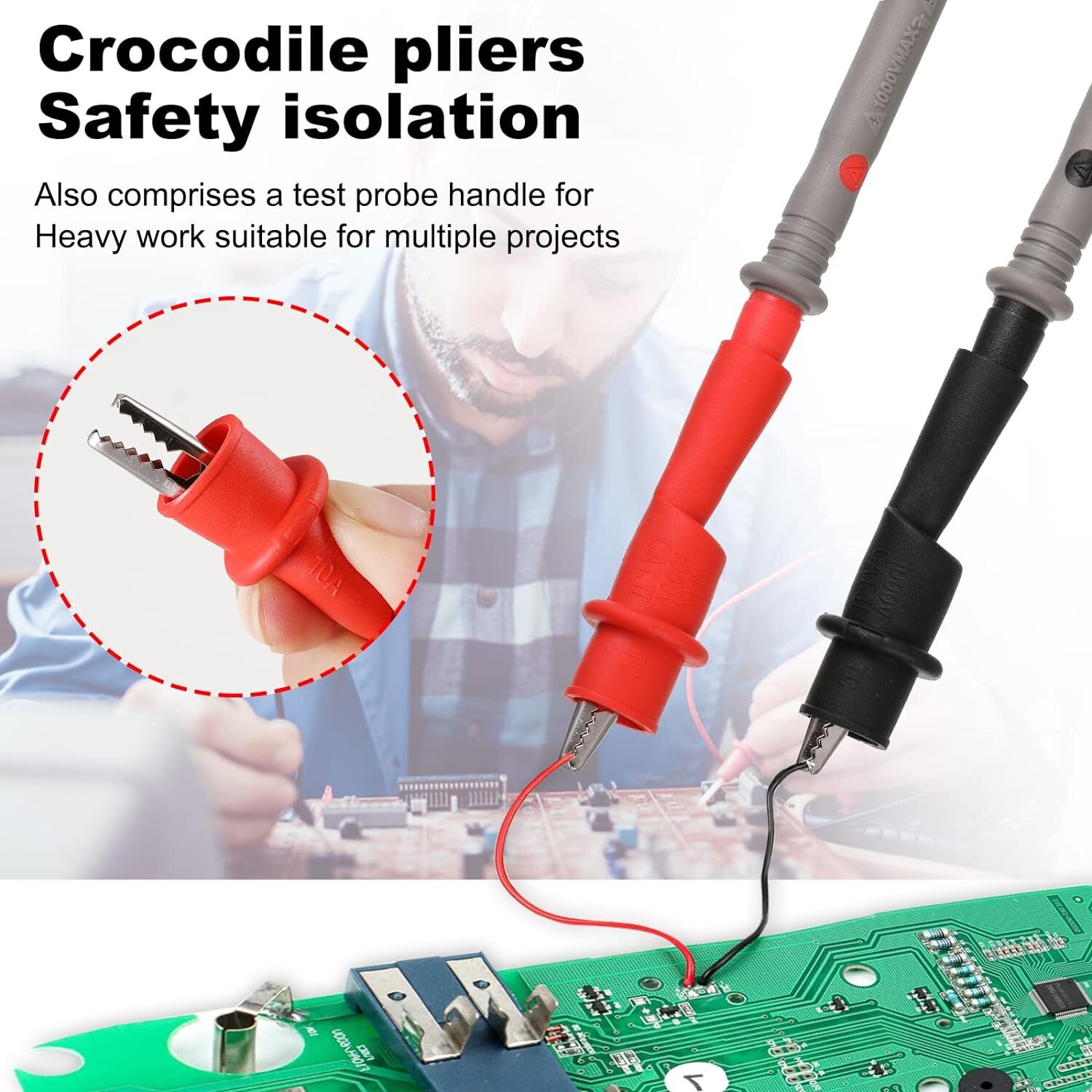 1000V 20A Digital Multimeter Universal Probe Wire Cable Test Lead Alligator Clip