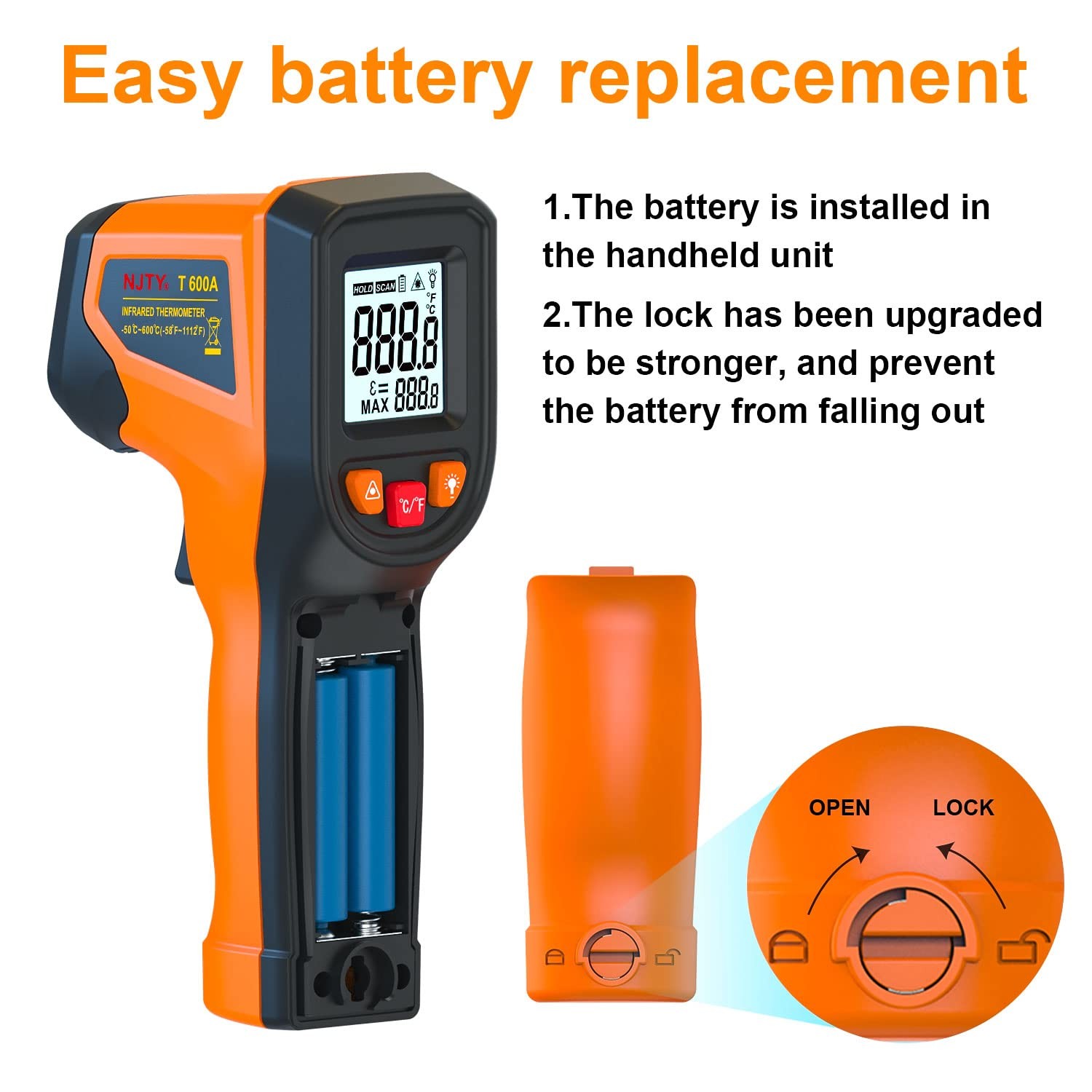 Upgraded Digital Infrared Thermometer Gun -58°F~1112°F, Handheld Non Contact H
