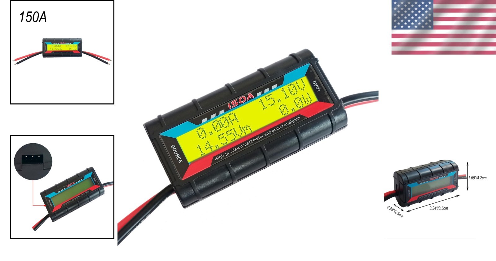 8-in-1 Precision Watt Meter for DC 0-60V, 150A – Ideal for RC and Solar Systems