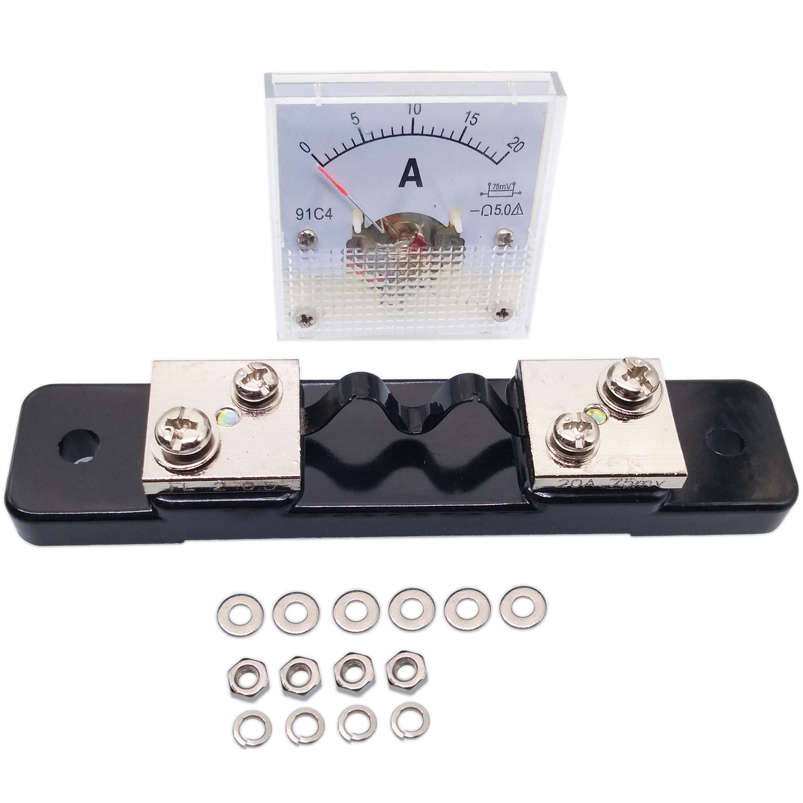 US Stock DC 0~20A Analog AMP Current Pointer Needle Panel Meter Ammeter & Shunt