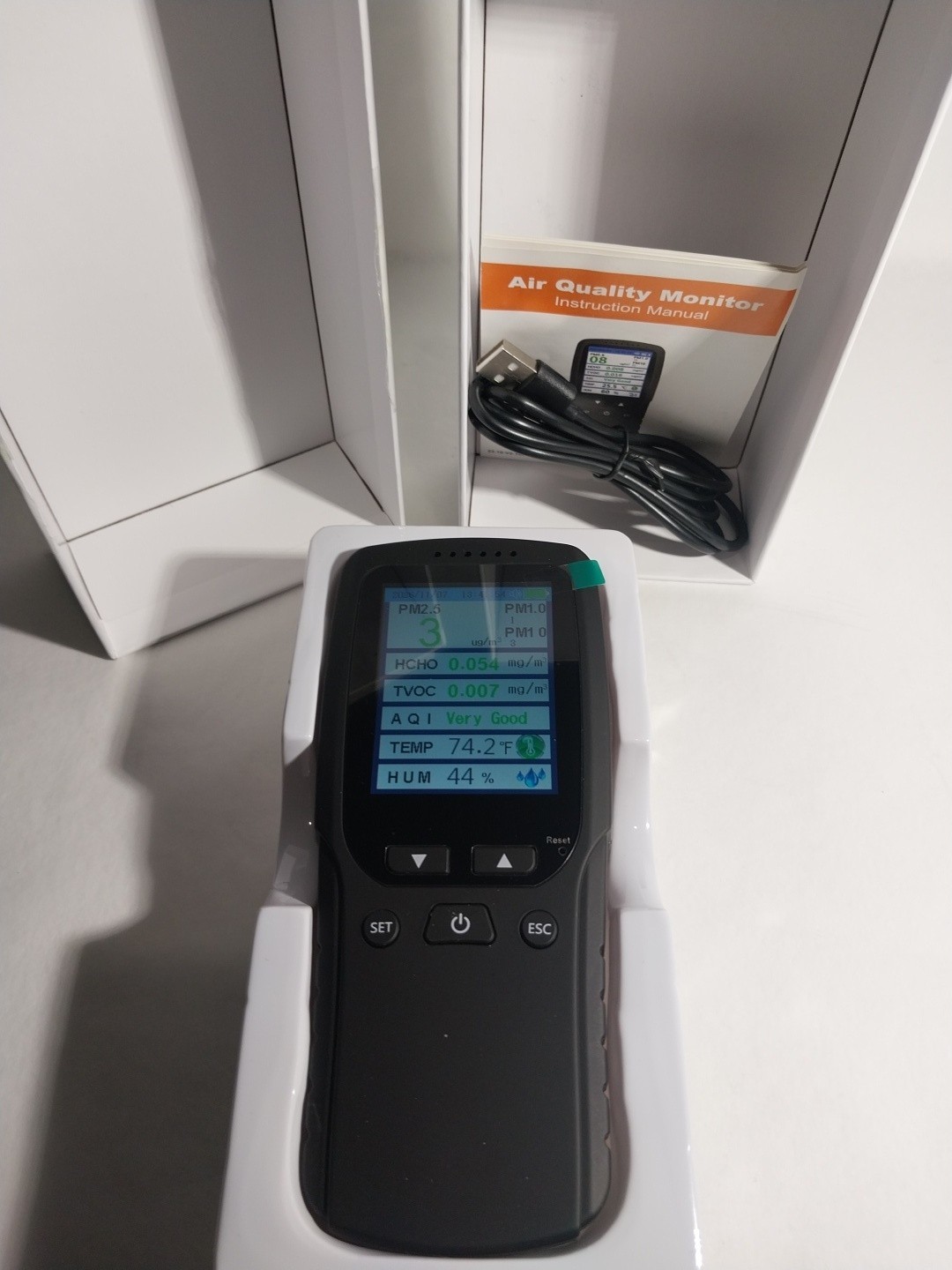 Air Quality Monitor 8-in-1, PM2.5/HCHO/TVOC/Temperature/Humidity