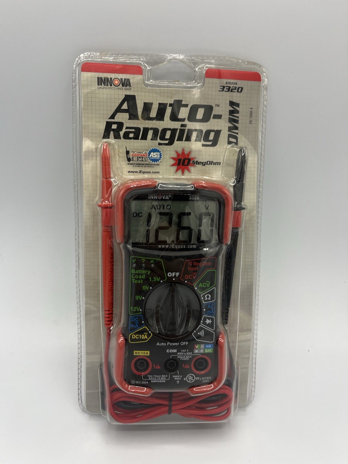 Innova 3320 Auto-Range Digital Multimeter (10 MegOhm)/UL, 9 Function