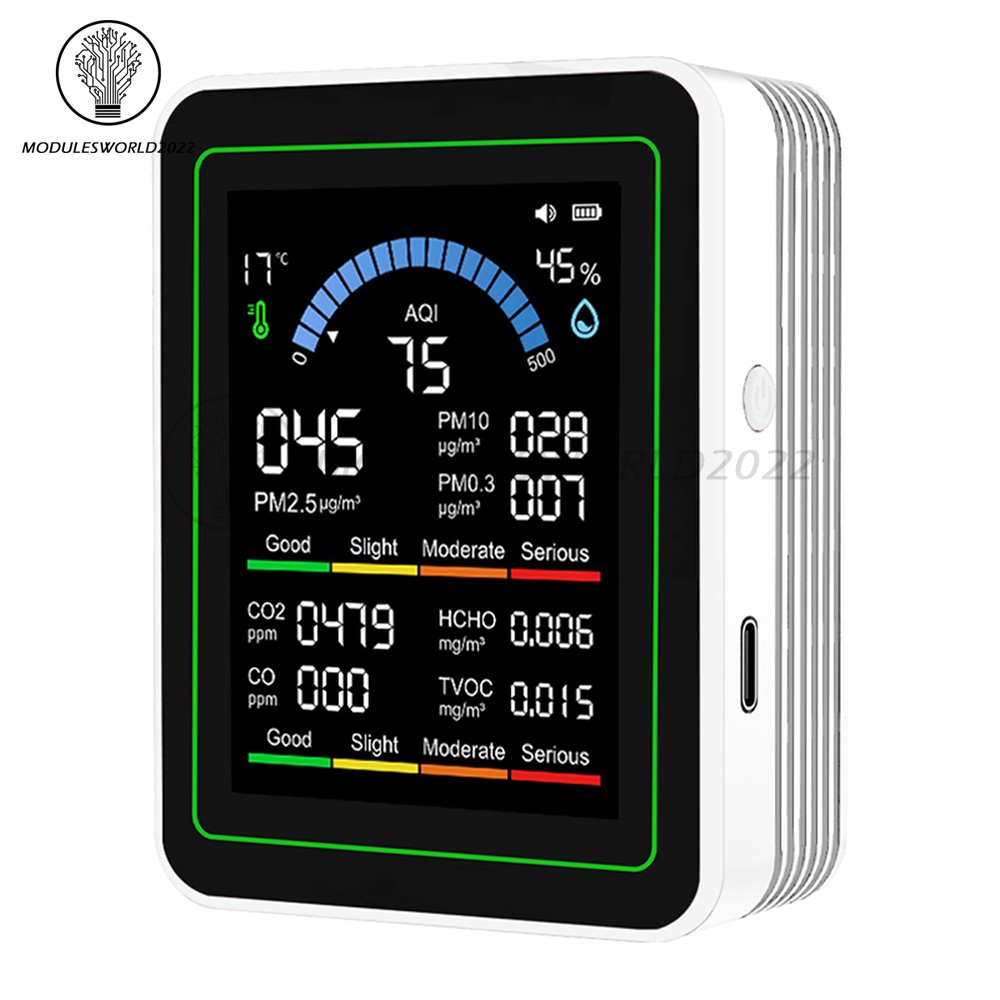 10-in-1 Air Quality Detector PM2.5 PM10 PM HCHO TVOC CO CO2 Formaldehyde Monitor