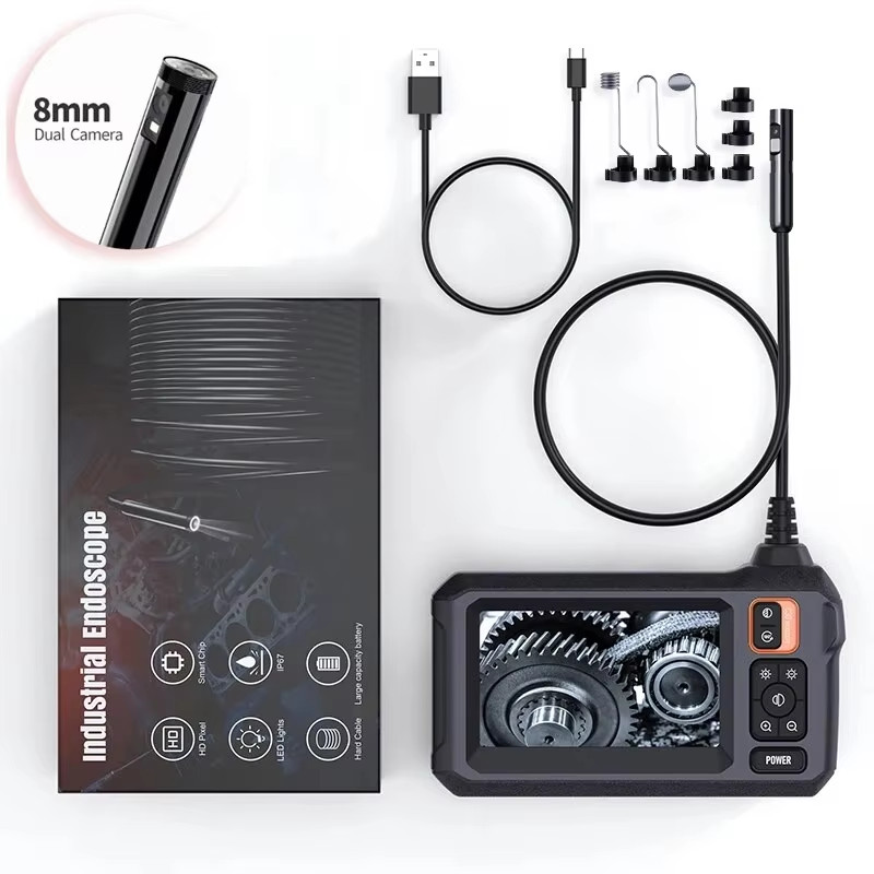 Industrial Endoscope Camera 8Mm HD1080P 4.3Inch IPS Screen 1080P Pipe Inspection