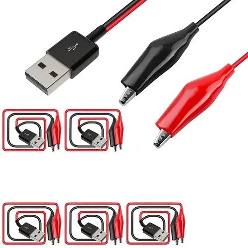 Alligator Clip to USB, Crocodile Clamps to USB Type-A Male Connector Cable Coppe