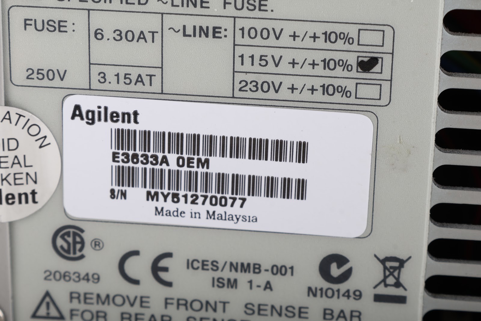 Agilent E3633A 0-8V,20A/0-20V,10A Power Supply – AS IS For Parts