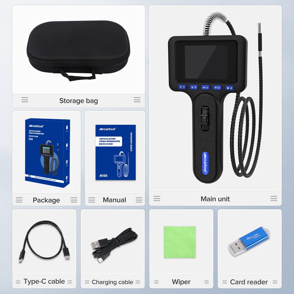 Two-Way 210° Inspection Borescope 6.25mm Endoscope Camera 3.3ft Semi Rigid