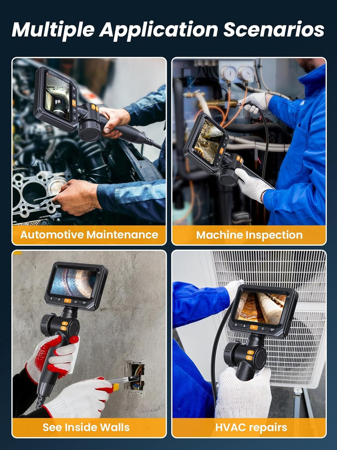 Acoath Two-Way Articulating Borescope, Endoscope Camera with Light, Dual-Lens 10