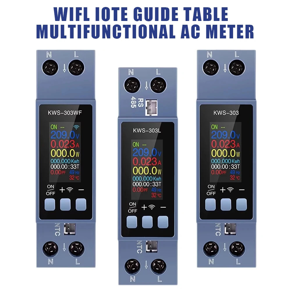 8 In1 Energy Meter KWS-303 AC Meter Color Screen Voltage Current Power Meter Sma
