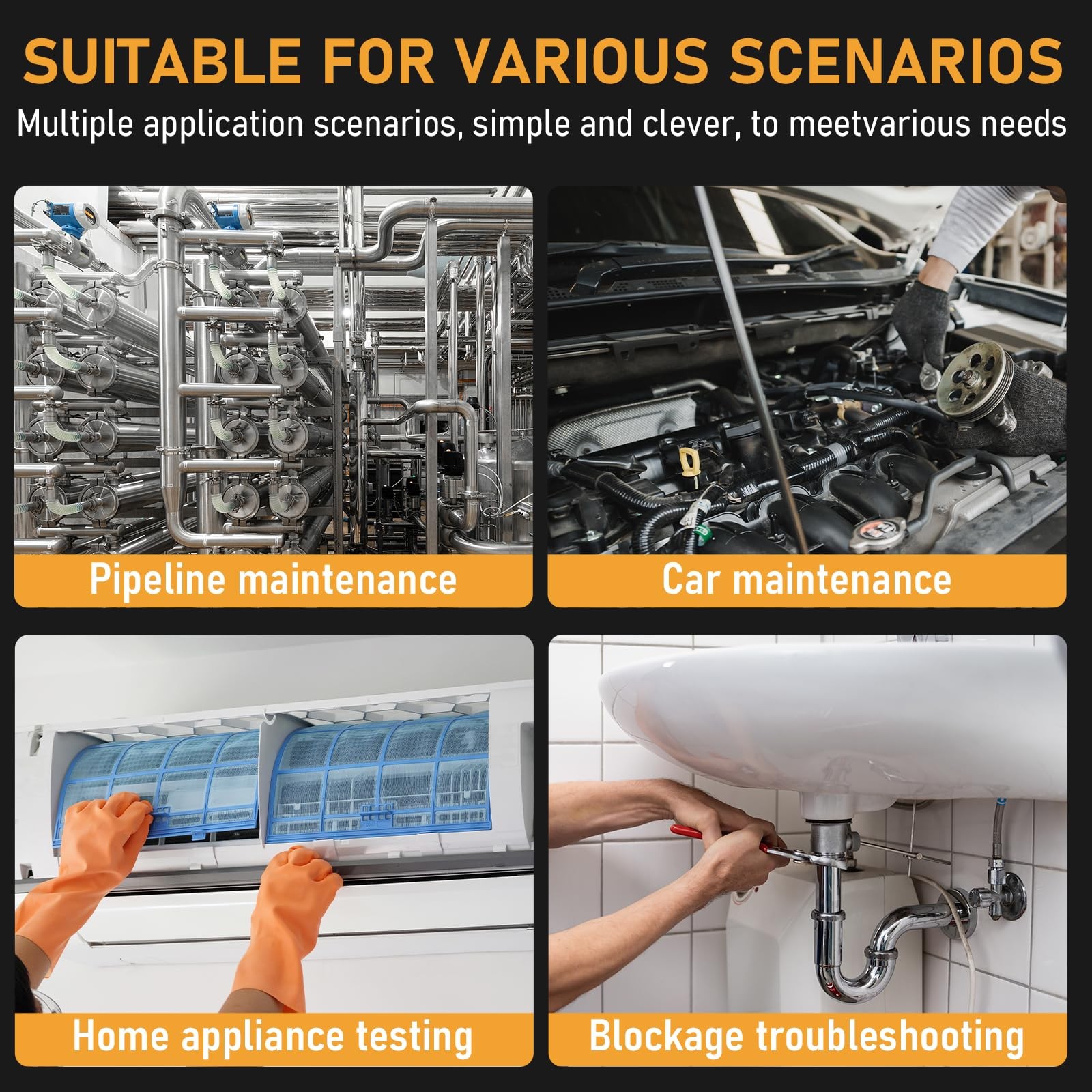 Two-Way Articulating Borescope Camera with Light, Industrial Endoscope