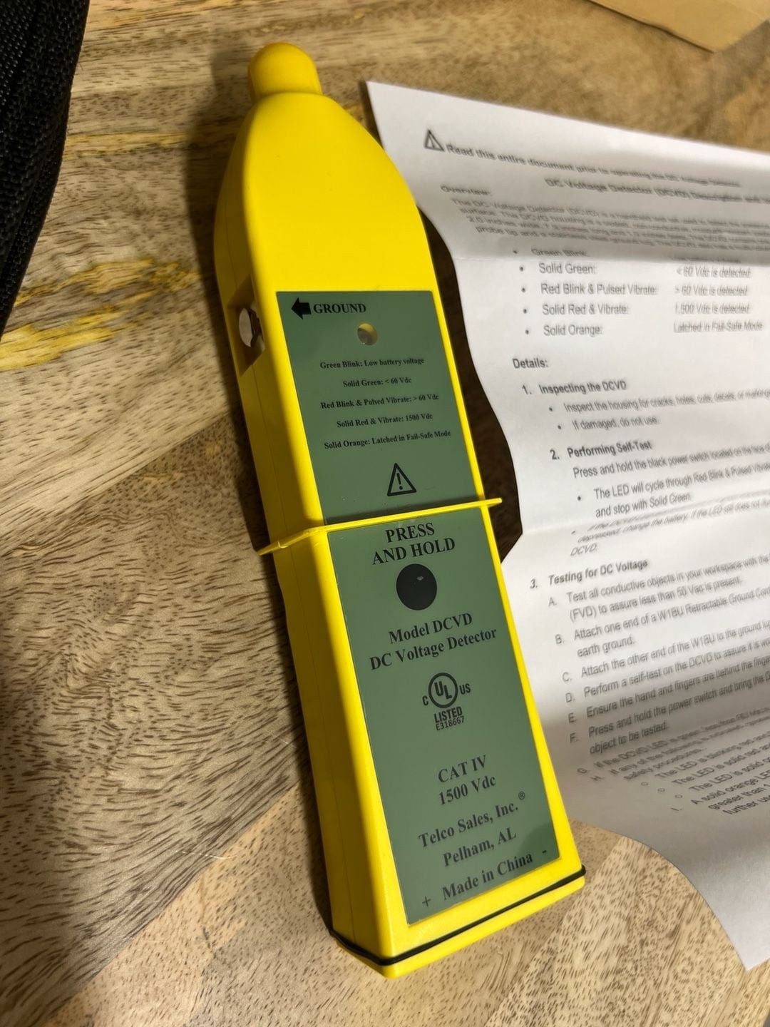 Telco Sales, Inc. Model DCVD DC Voltage Detector with Nylon Pouch