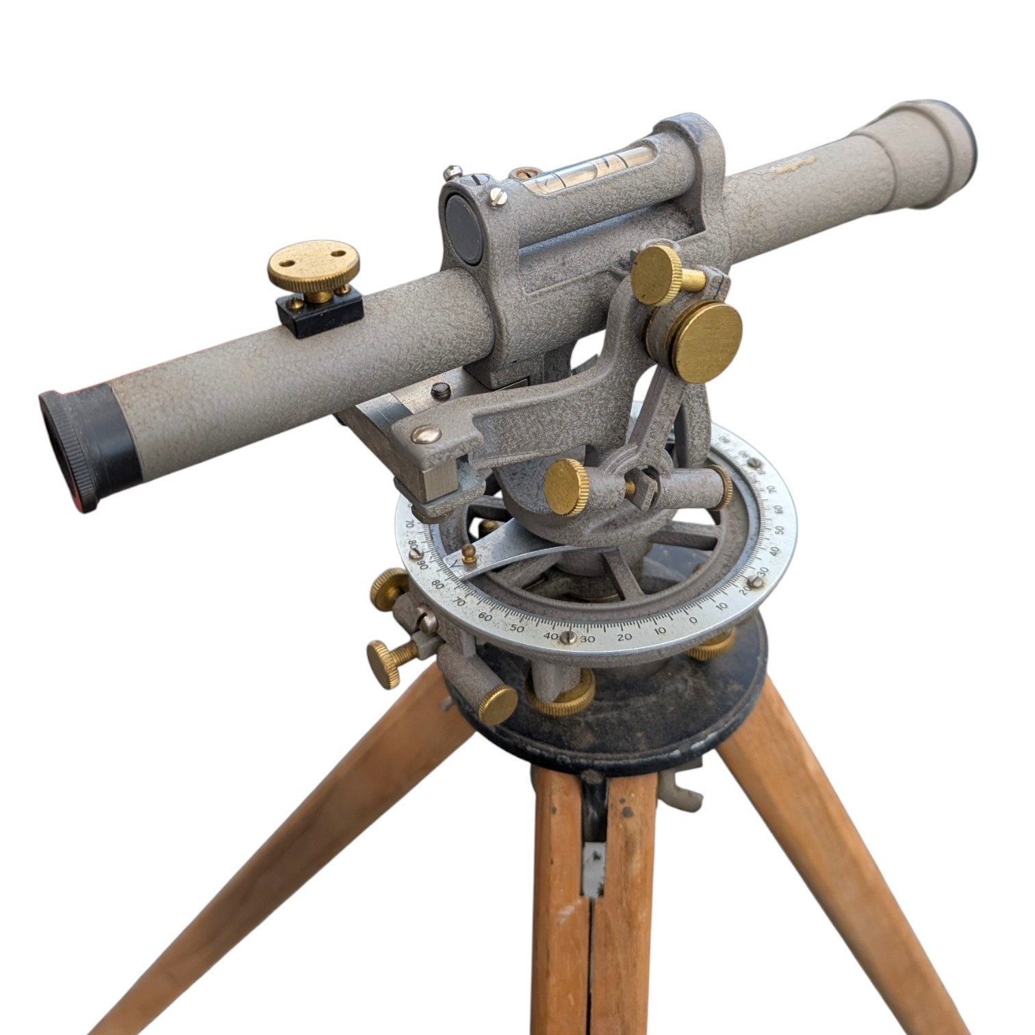 Vintage DAVID WHITE Surveyor Transit Level With Case Tripod Antique Brass