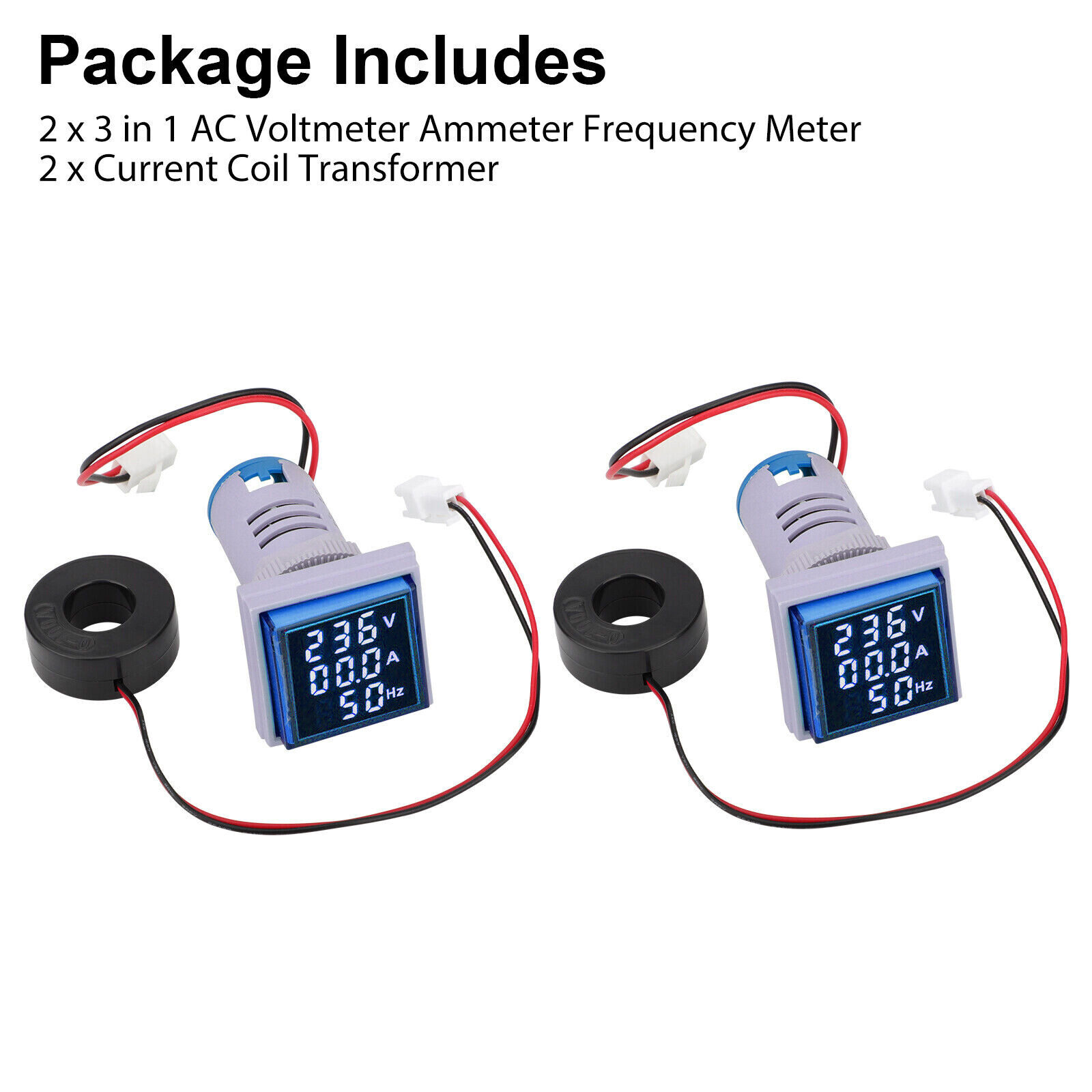 10pcs AC 60-500V 0-100A 22mm 3 in 1 Voltmeter Ammeter LED Digital Volt/AMP Meter