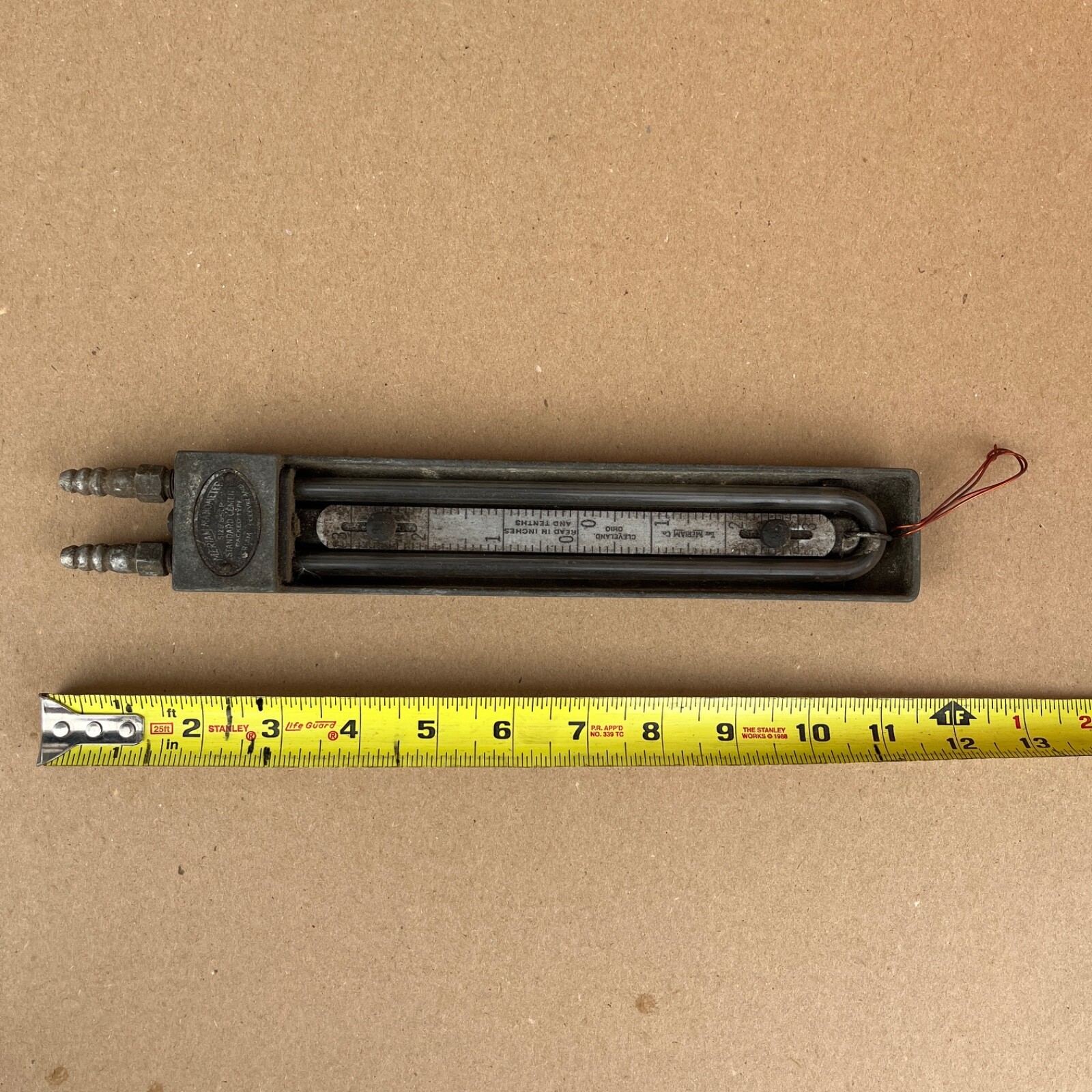 Vintage Meriam MANOMETER 10 in Instrument Size 6 SCP cement Scale