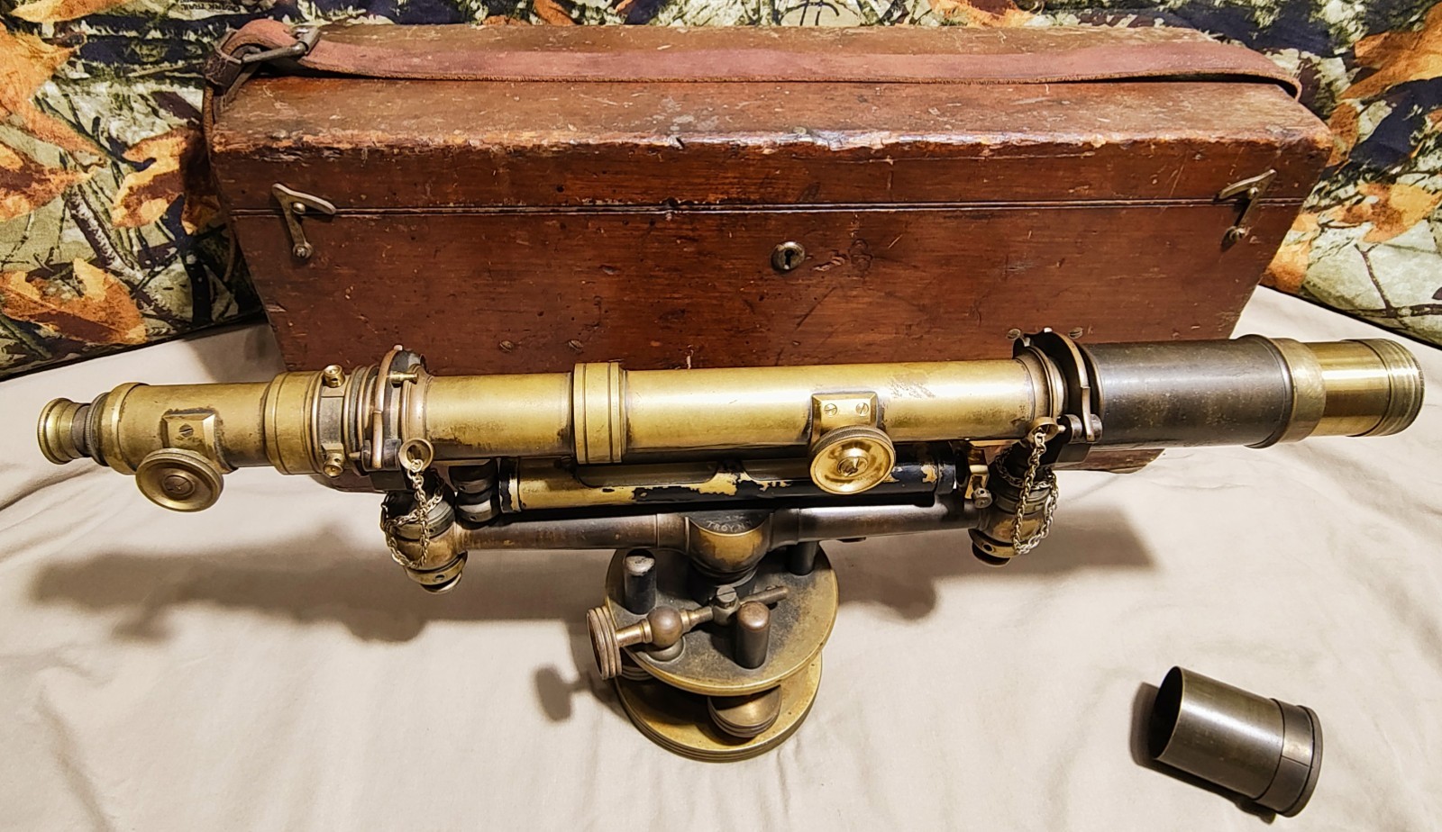 Early 1900’s W&LE Gurley 21” Brass Surveyor Wye Level Transit with Wooden Case
