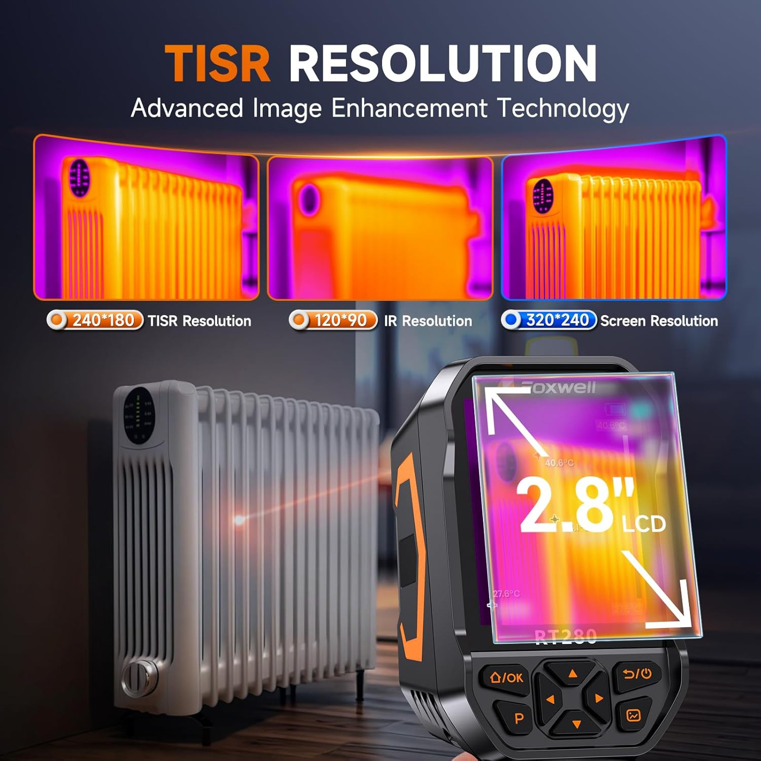 RT280 Thermal Imaging Camera, 320 X 240 2.8″ LCD Screen Thermal Camera, TISR Res
