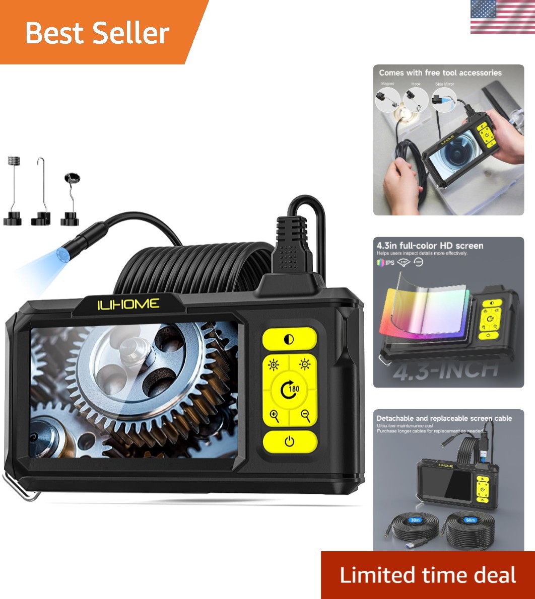 4.3-Inch IPS Borescope Camera with Enhanced Visibility – Ideal for Tight Spaces