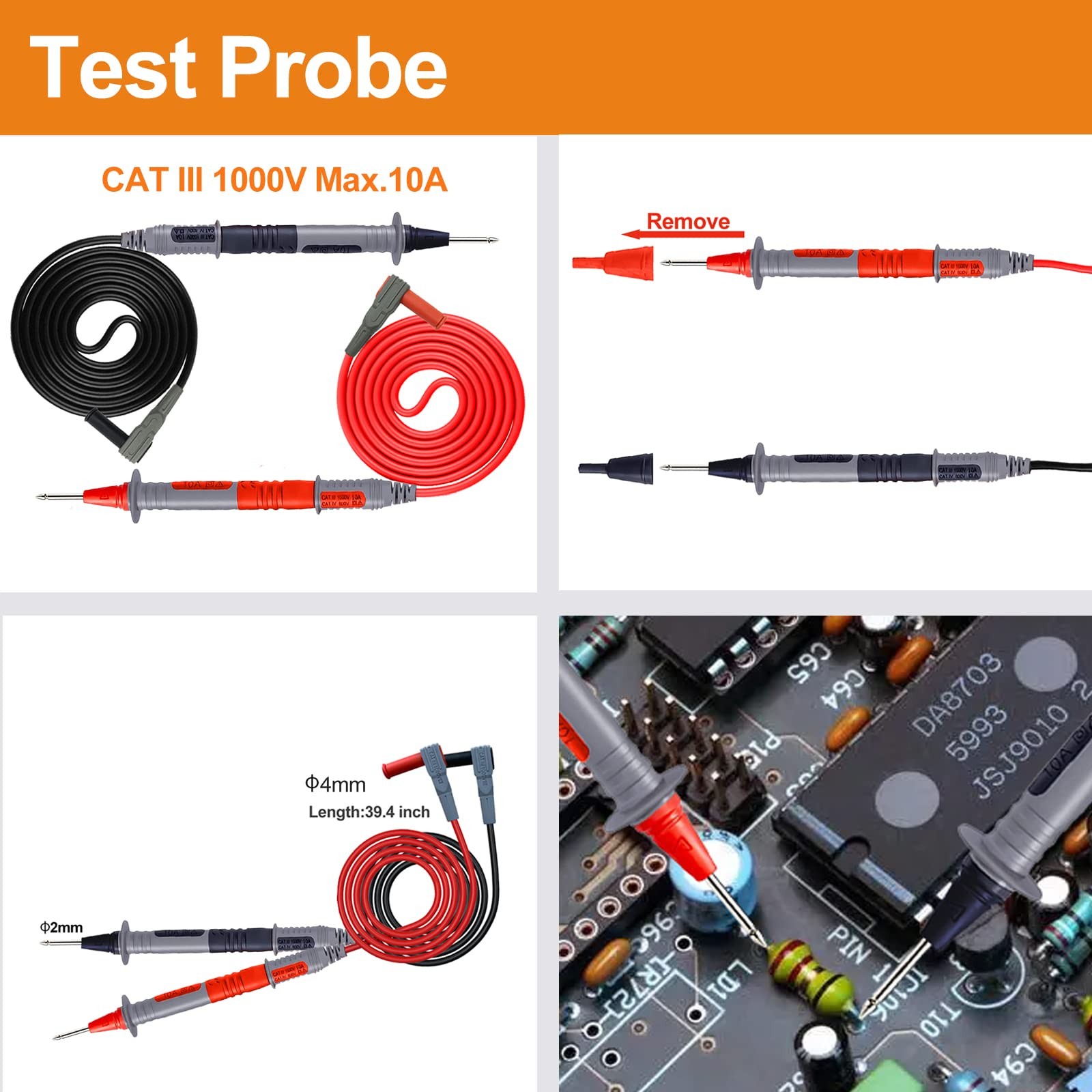 Makeronics 12-in-1 Multimeter Test Lead Kit with Magnet Hanger red