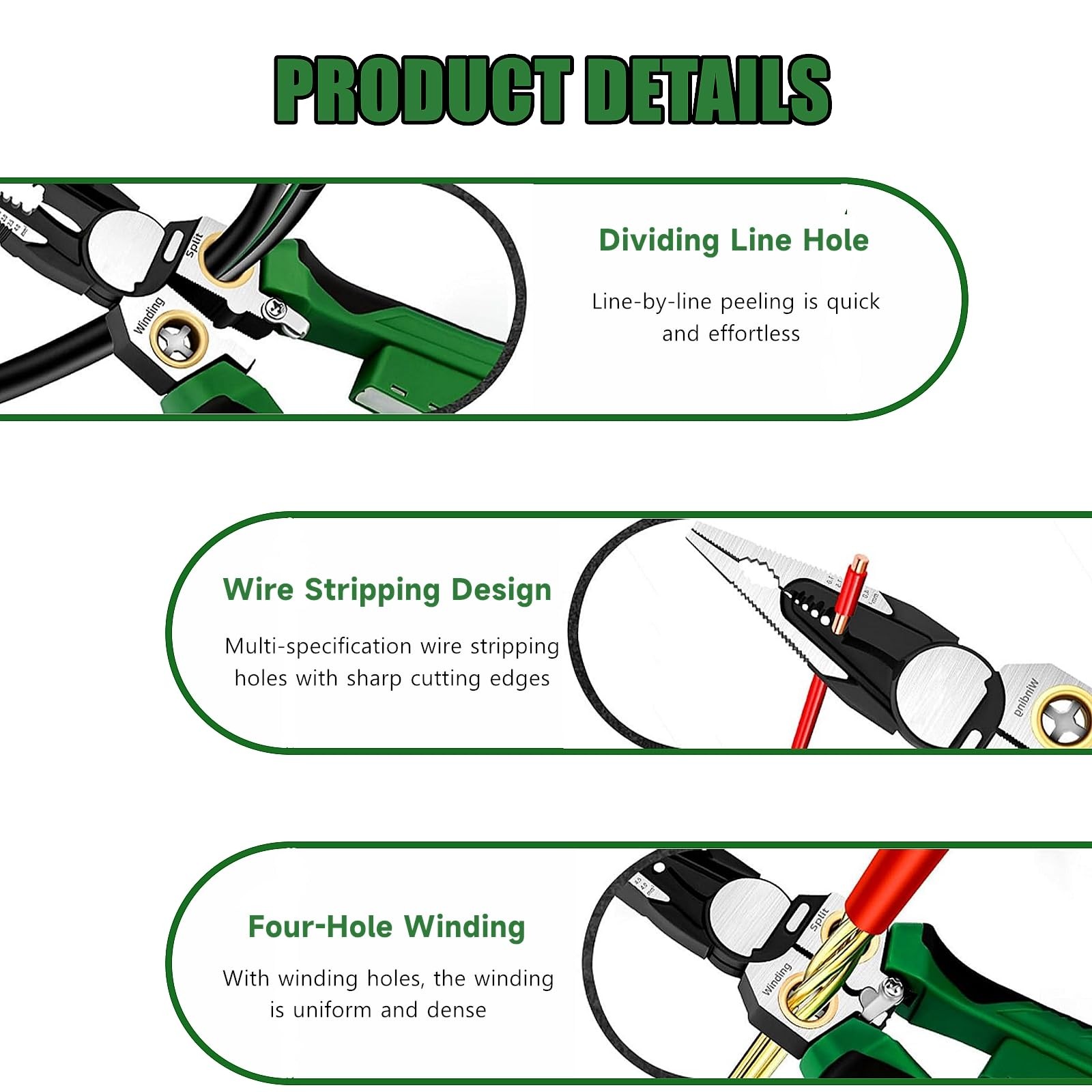 NENOWOND 2025 Upgraded 8-in-1 Wire Stripper with Voltage Tester – Green
