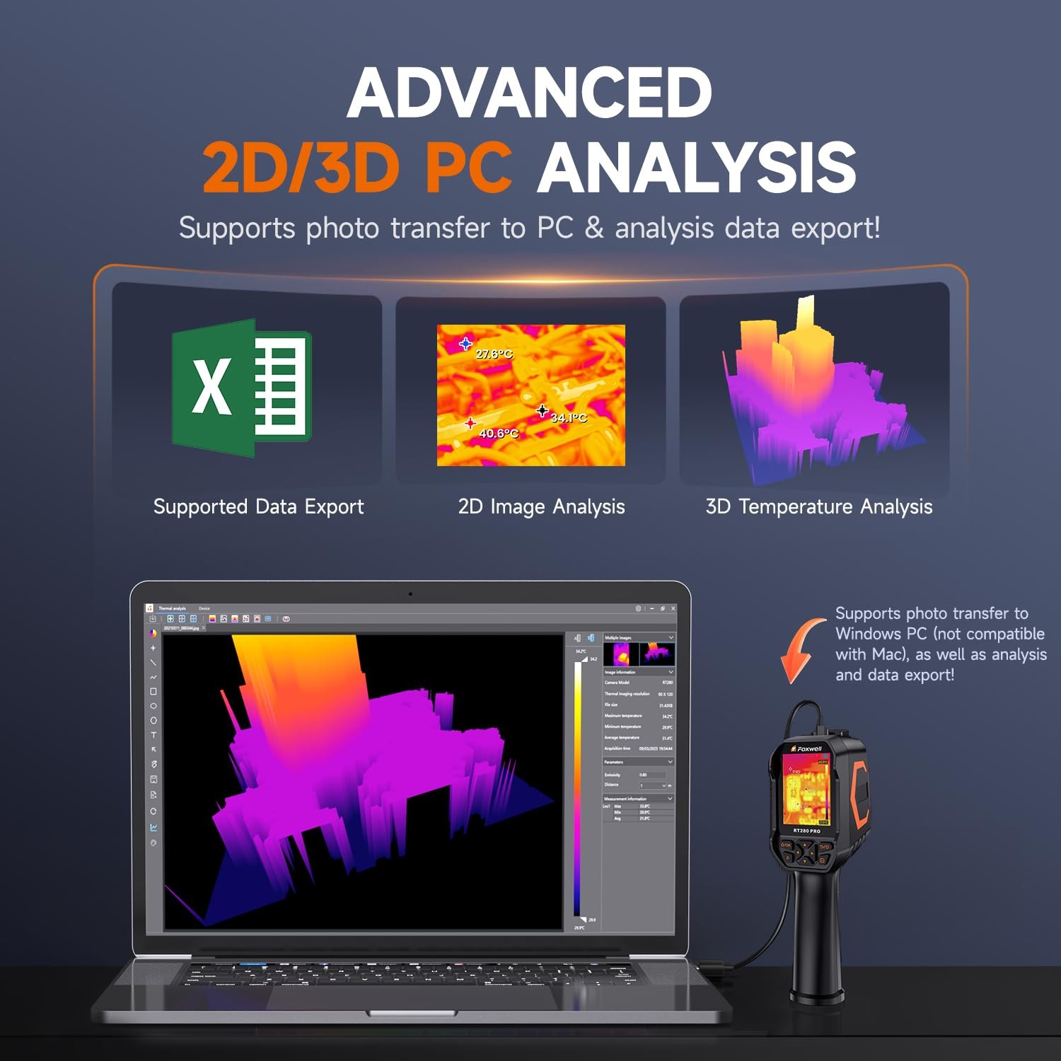 RT280 PRO Thermal Camera 640×480 Imaging Resolution, Dual-Camera Thermal Imag…