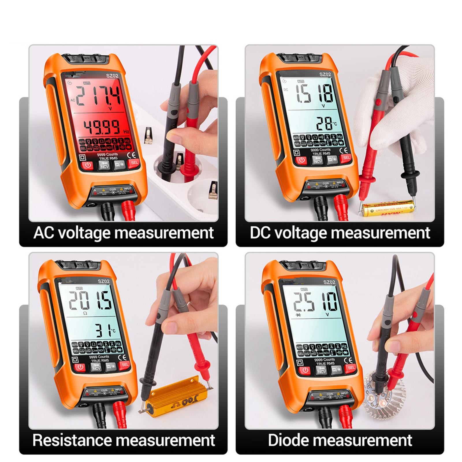 Smart Digital Multimeter 9999 Counts True RMS Auto Electrical Capacitance Meter/