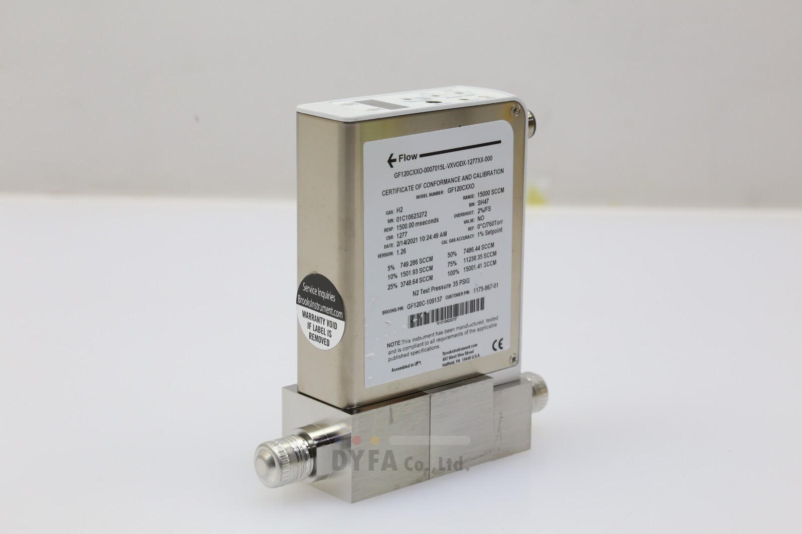 BROOKS Used GF120C-109137 15000 SCCM SH47 GF120CXXO MFC-I-338=2M32