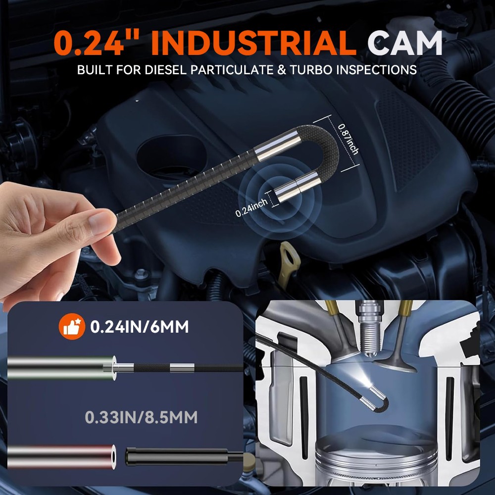 PRO Dual-Rotation Borescope Camera W/ Light 1080P HD 4.3″ Screen For Car Repair