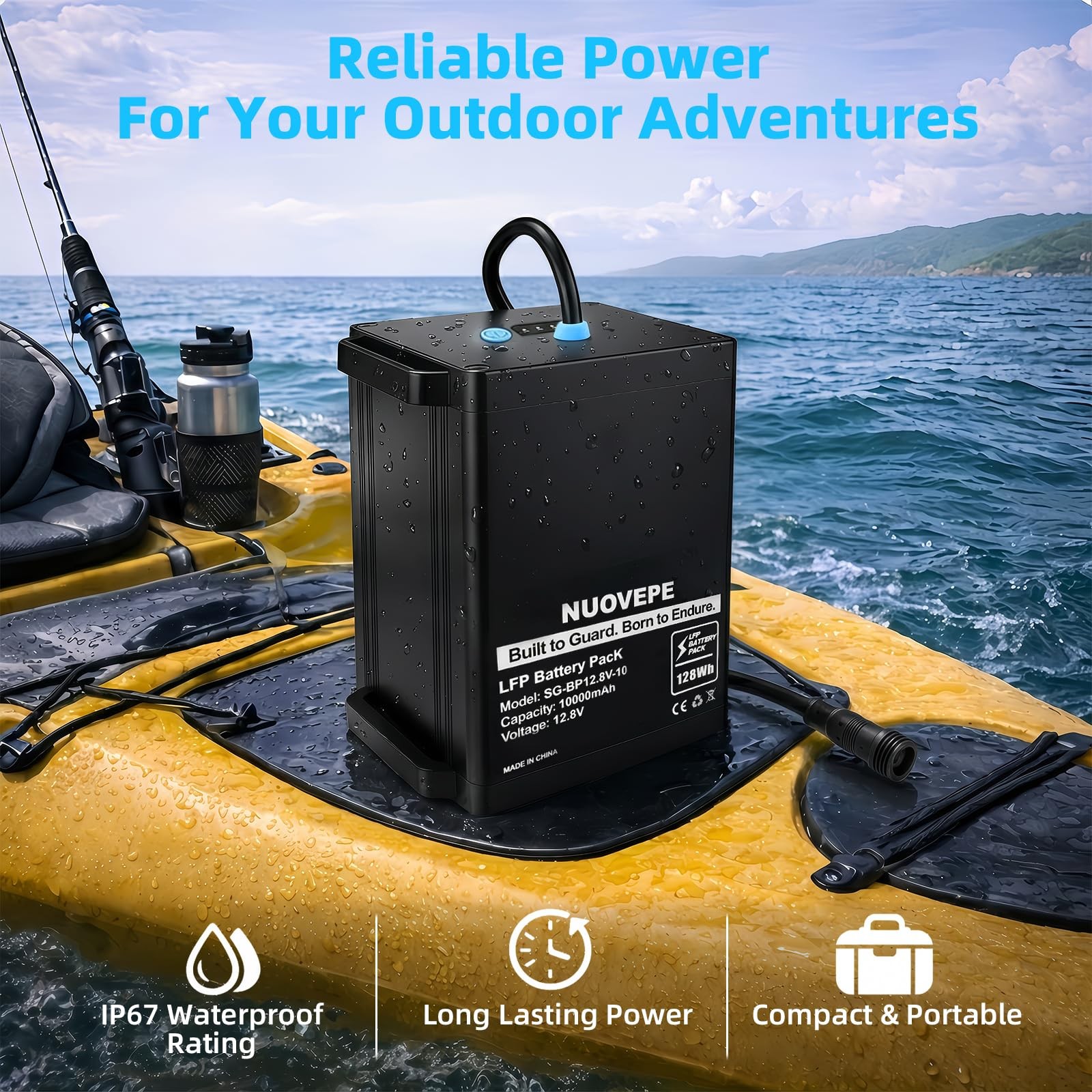 12V 10Ah Portable Lithium Battery Kit with 4-in-1 Charging Cable, Waterproof …