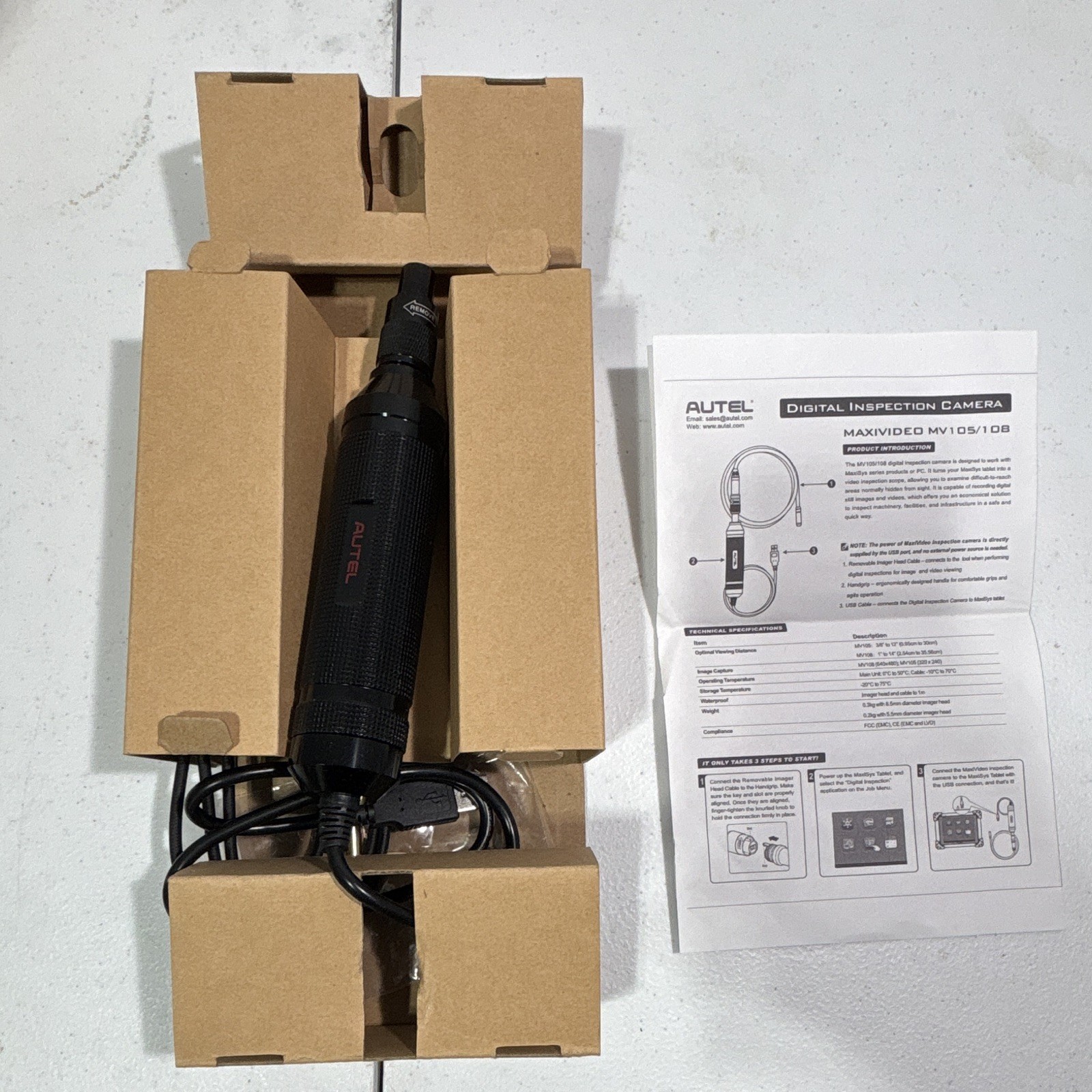 Autel Digital Inspection Camera MV105/MV108 0.3MP 5.5mm 1m Semi-Rigid USB