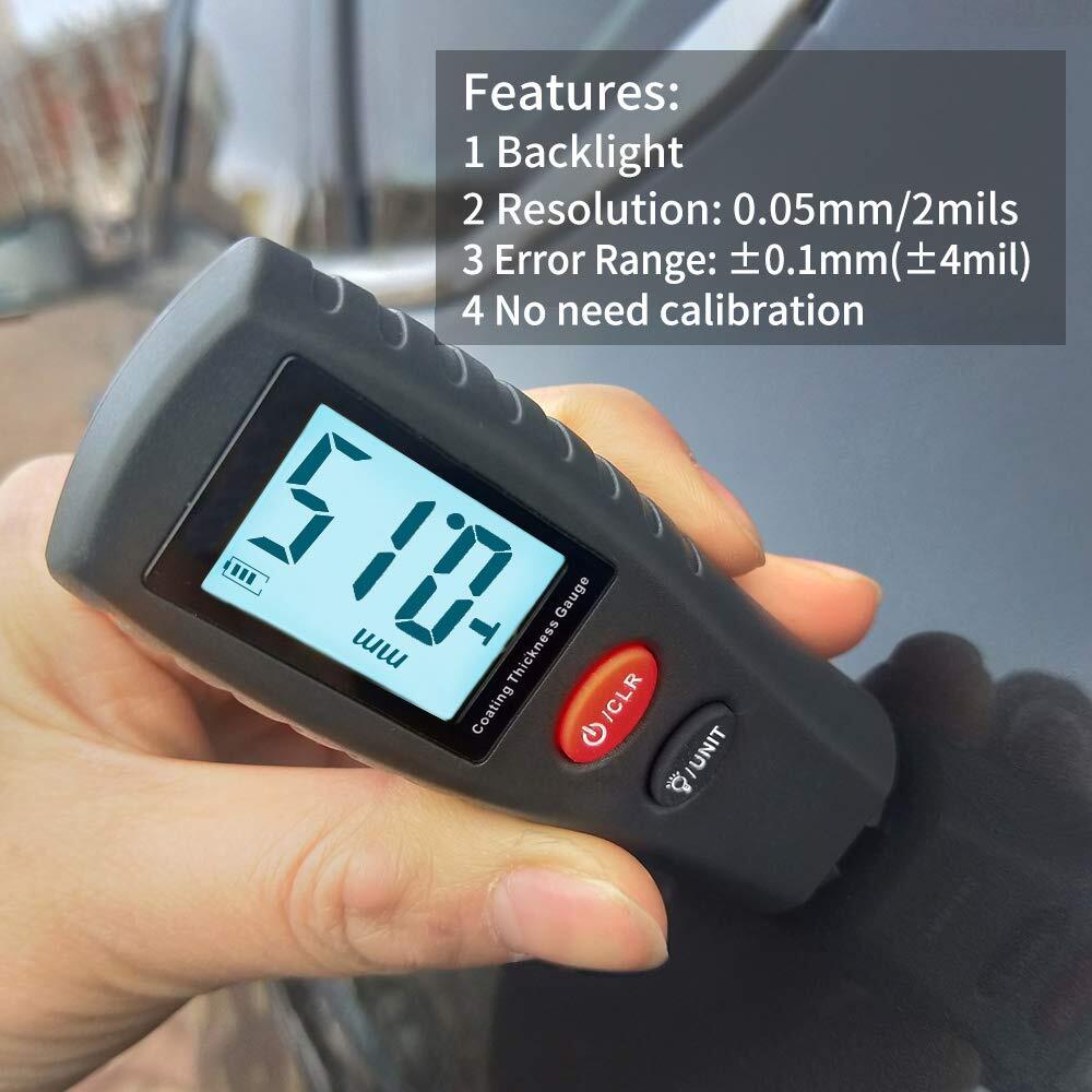 Grey Electromechanical Paint Thickness Gauge Lcd Mini Size Data Hold