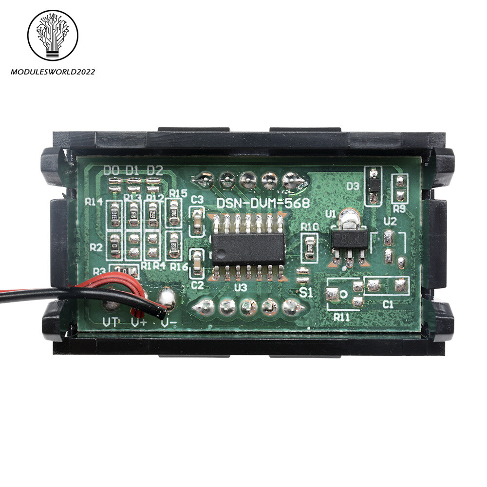 0.56″ DC AC 5V-30V-500V Digital Voltmeter Voltage Panel Meter Color LED Display